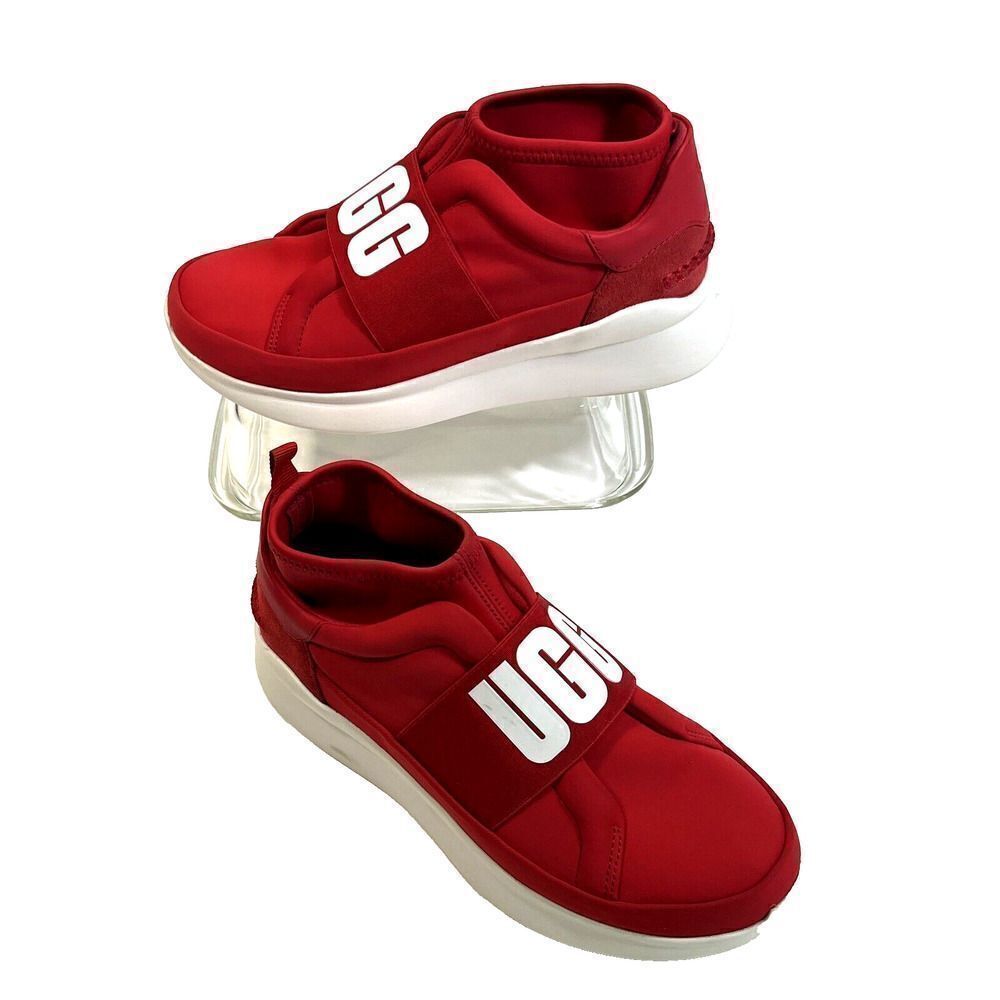 UGG‎ Sneakers Red White Logo Spell Out Neutra Neoprene Womens 8.5 US